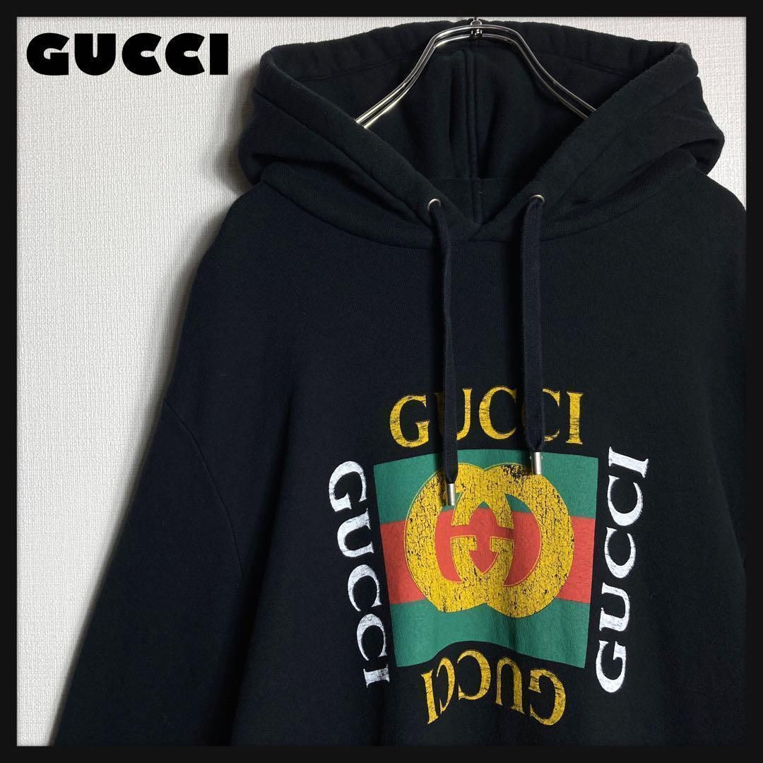 美品】GUCCI ヴィンテージ 加工 オールド ロゴ プリント 美品】GUCCI ヴィンテージ 加工 オールド ロゴ プリント