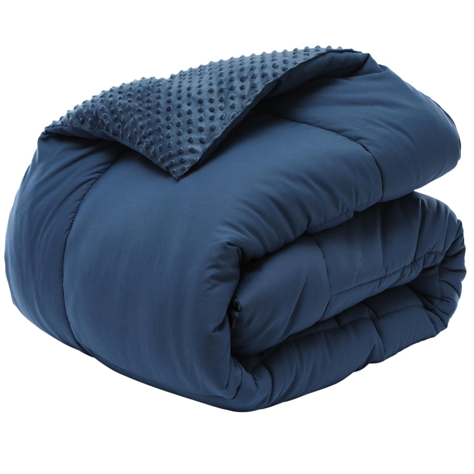 フランネル 極暖 5Dミンキードット 2.8kg 布団単品 増量タイプ 冬用 ボリューム感がたっぷり シングル 暖かくて抗菌防臭 掛け布団 ネイビーブルーシングル songlibin 150x210cm