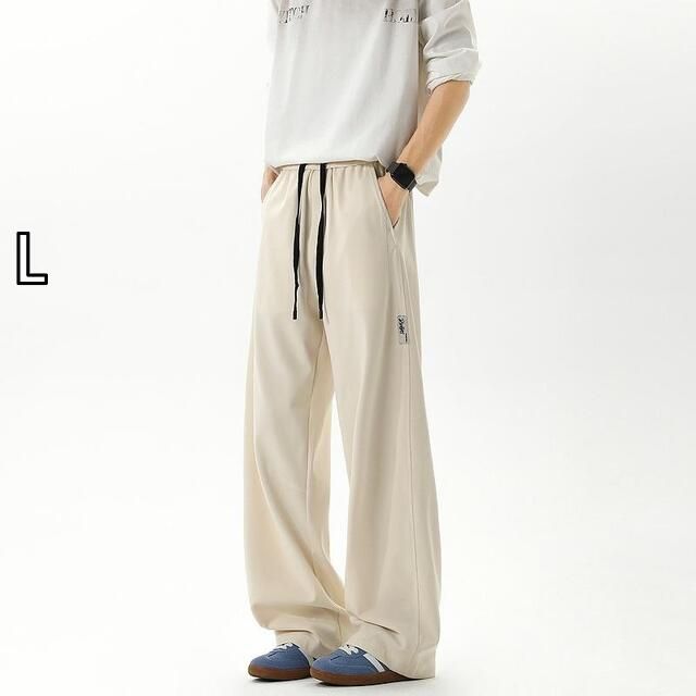 [L]メンズ ファッション 服 用 オシャレ シンプル 大人 かっこいい 大きいサイズ ストリート 紳士服 アメリカン ドローストリング ストレッチ ウエスト カジュアル パンツ レトロ ゆったり スポーツ