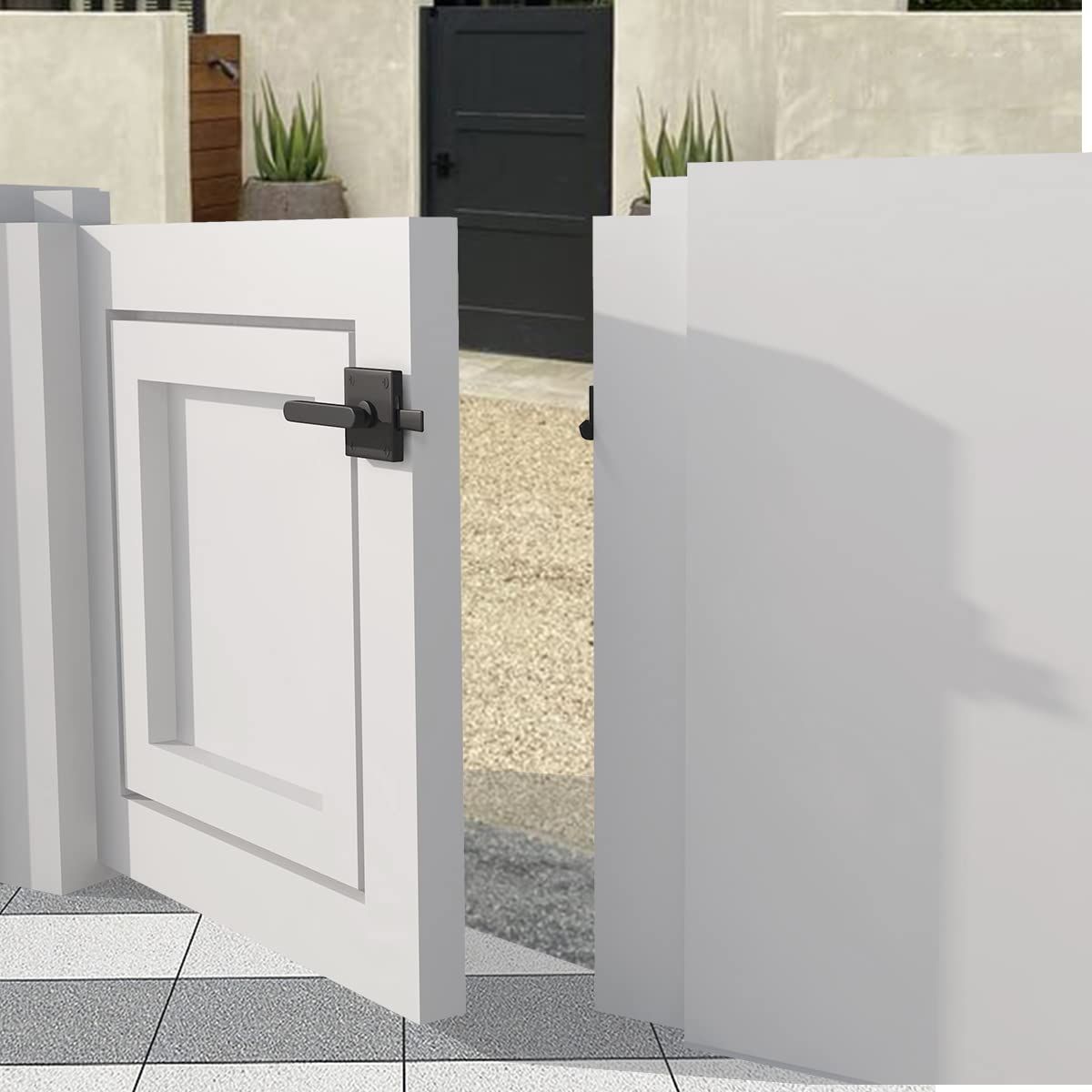 Bdmetals ゲートラッチ 高耐久 木製フェンス用 アルミニウム製 両面スイングドアラッチ ゲート金具 ブラック仕上げ HRDEVELOPMENT_JP