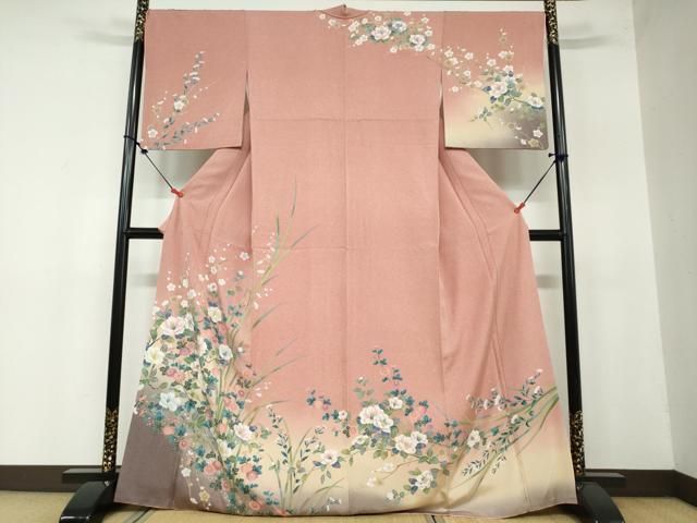 平和屋着物●訪問着　草花文　暈し染め　金彩　正絹　逸品　DAAW5853ud 平和屋着物○訪問着 草花文 暈し染め 金彩 正絹 逸品 DAAW5853ud