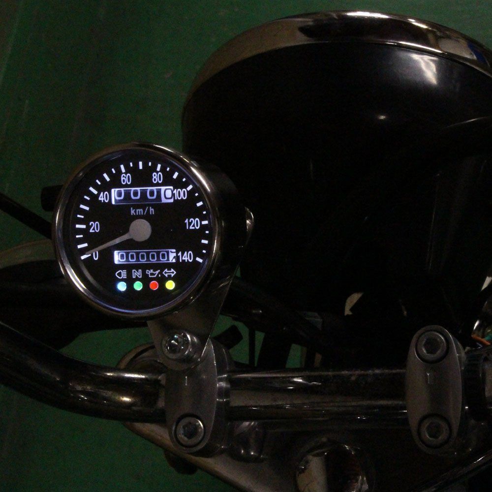 特価商品】バイク用 140km/h 機械式 LED スピードメーター 60mm ブラック STYLSH MARKET メルカリ