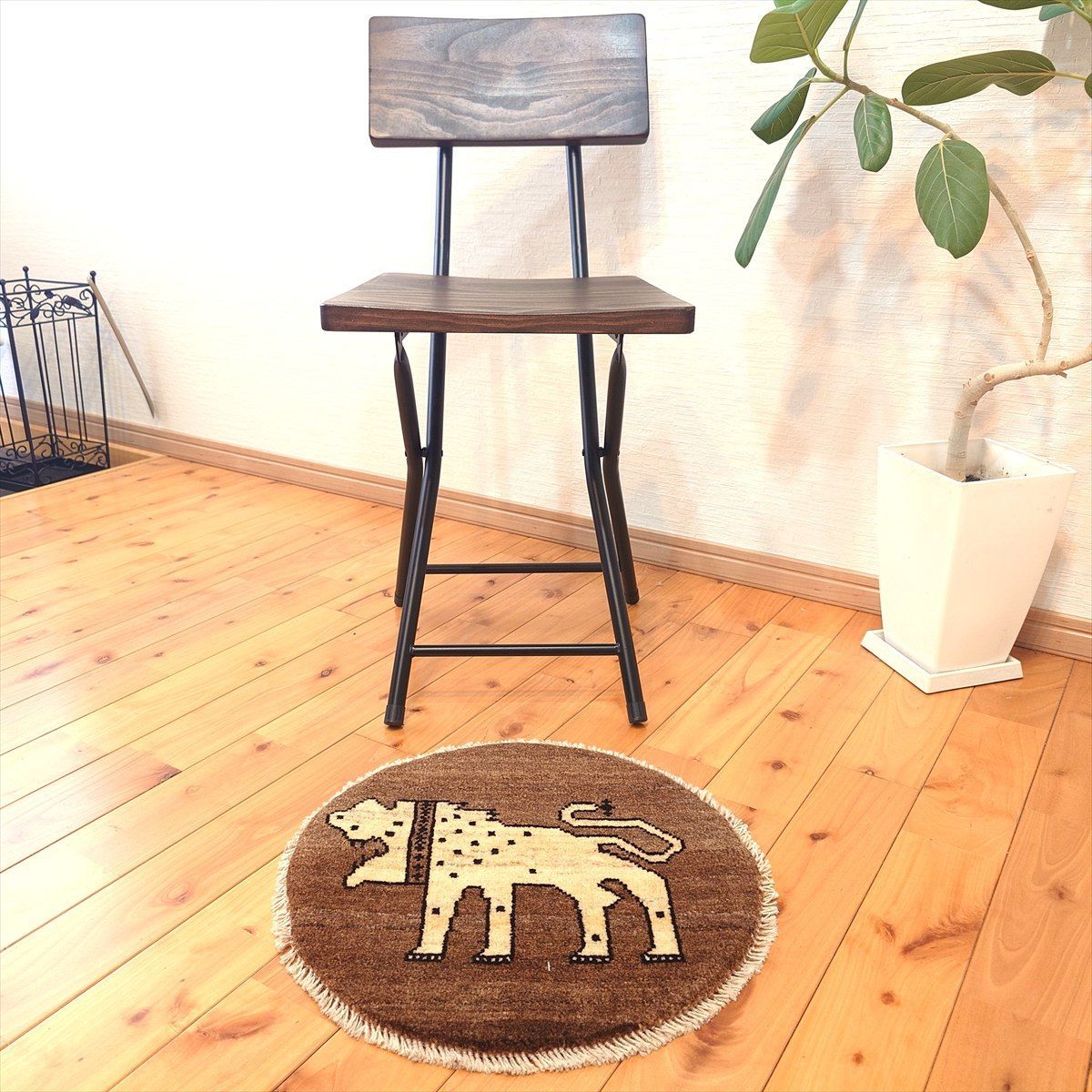 ペルシャ ギャッベ アマレバフト ミニマット 横40.5Φ40㎝ 円形