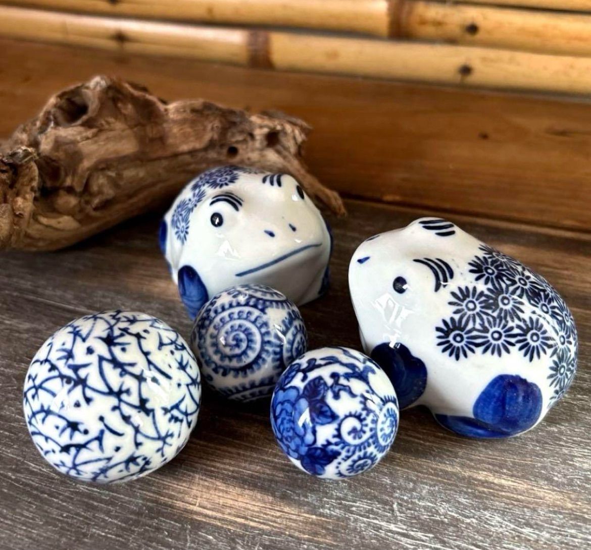 蓮乗蛙在庫なし＊浮球＊ 5点 陶器 浮き球 浮き玉