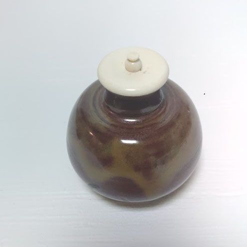 茶入れ 利休丸壺写茶入 龍喜窯 大名物 唐物 牙蓋