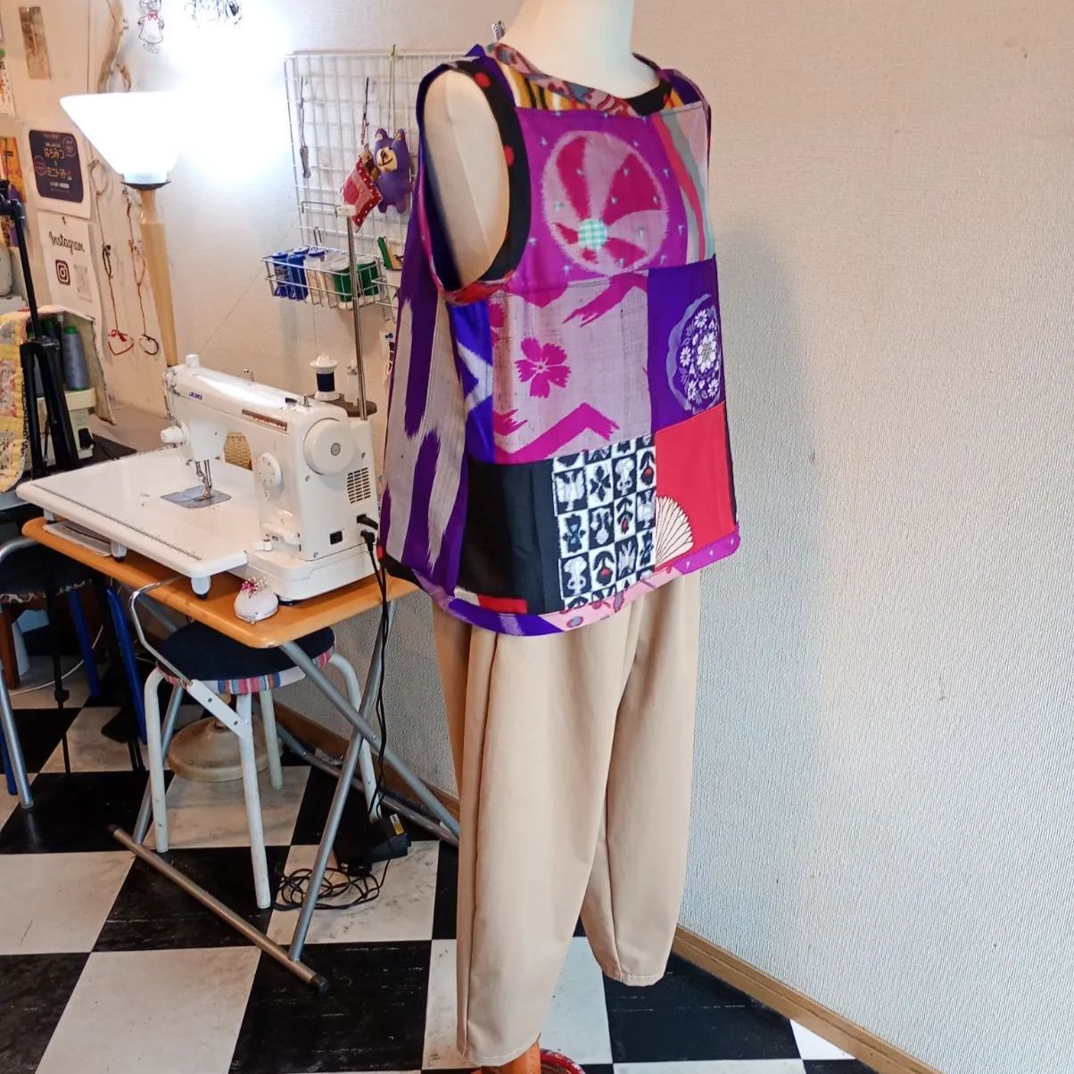 アンティーク着物と銘仙リメイク