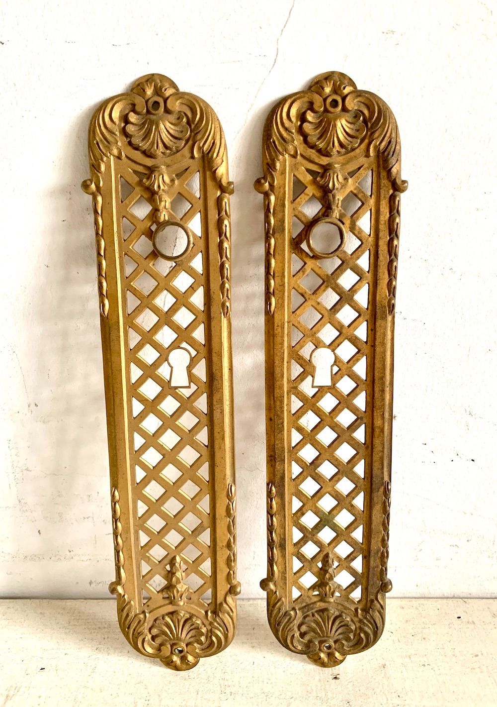 フランスアンティーク真鍮ドアプレートペア2( FA-ac58) クリアランス