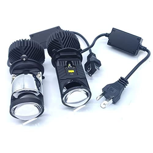 H4 LED_ミニレンズ付き型 角度調整 両面発光 純正交換 2本セット 6000K 16000LM 36W H4 Hi/Lo LEDヘッドライト バルブ ミニプロジェクター付き 左側通行用 白光 DC12V 車検対応 IP67防水 (H4 LED， ミニレン
