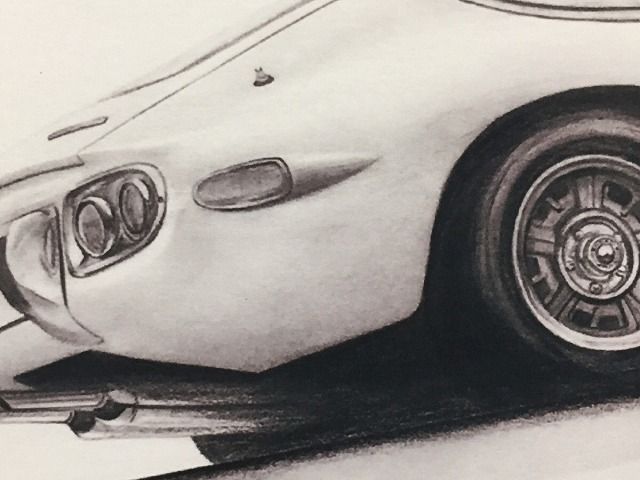 TOYOTA トヨタ 2000GT 後期 リア 鉛筆画 名車 旧車 イラスト