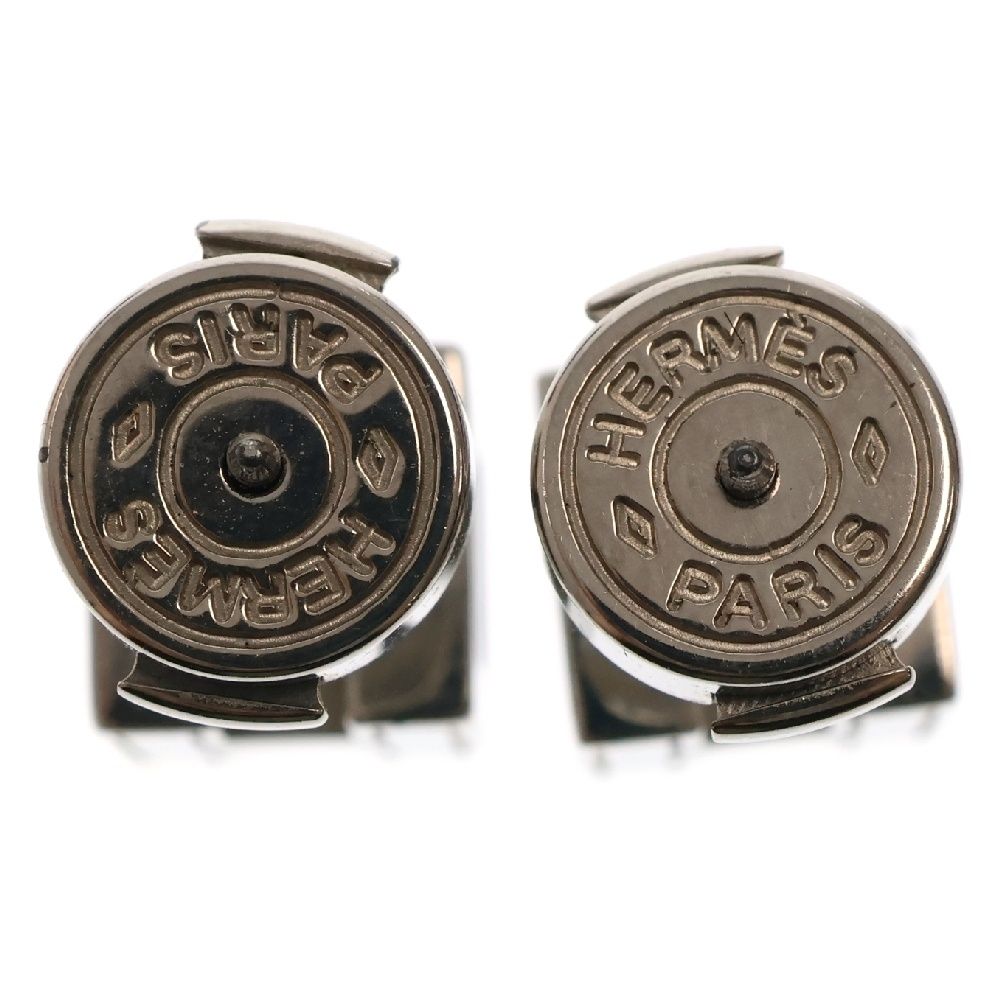 HERMES (エルメス) Hキューブ ピアス 黒 メタル シルバー金具  