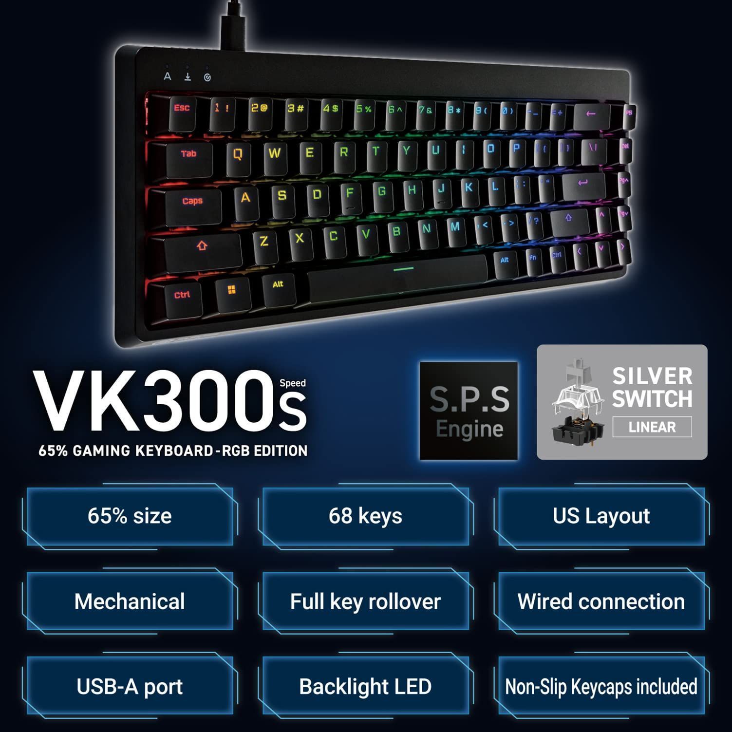 てなグッズや エレコム TK-VK300SBK ゲーミングキーボード USB-Aハブ