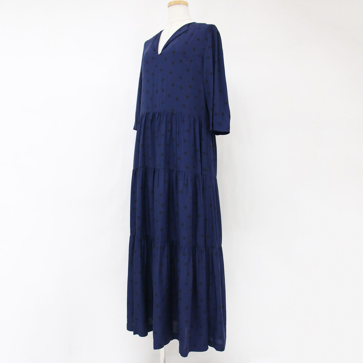 美品 SINME シンメ ワンピース ロング ネイビーブラック 紺 黒 M
