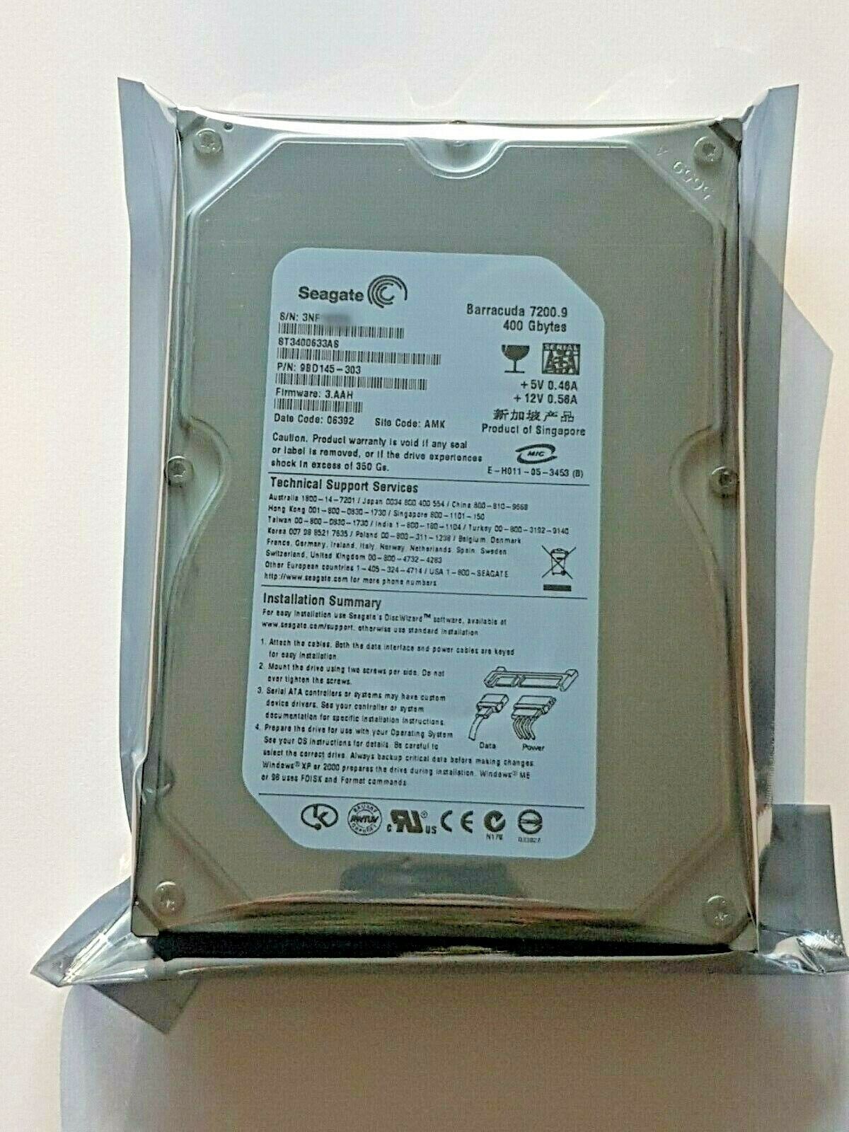 400GB SATA Seagate Barracuda 7200.9 ST3400633AS 16MB HDD 3.5 ハードドライブ