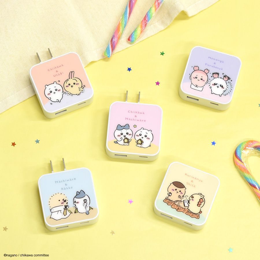 スマホ充電器 ちいかわ ハチワレ うさぎ ラッコ モモンガ 古本屋