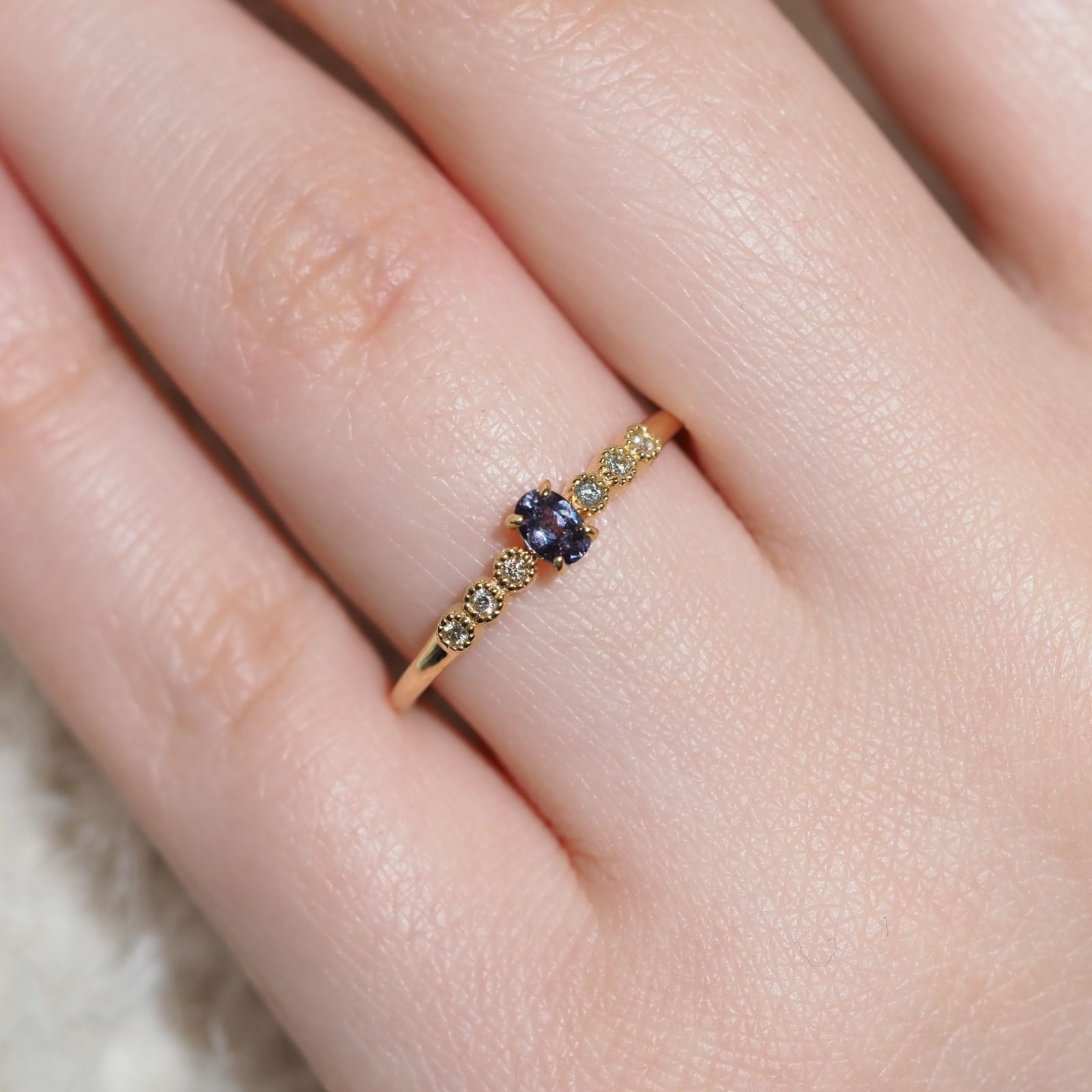 新品 カラーチェンジガーネット リング 0.17ct D0.03ct k18 - メルカリ