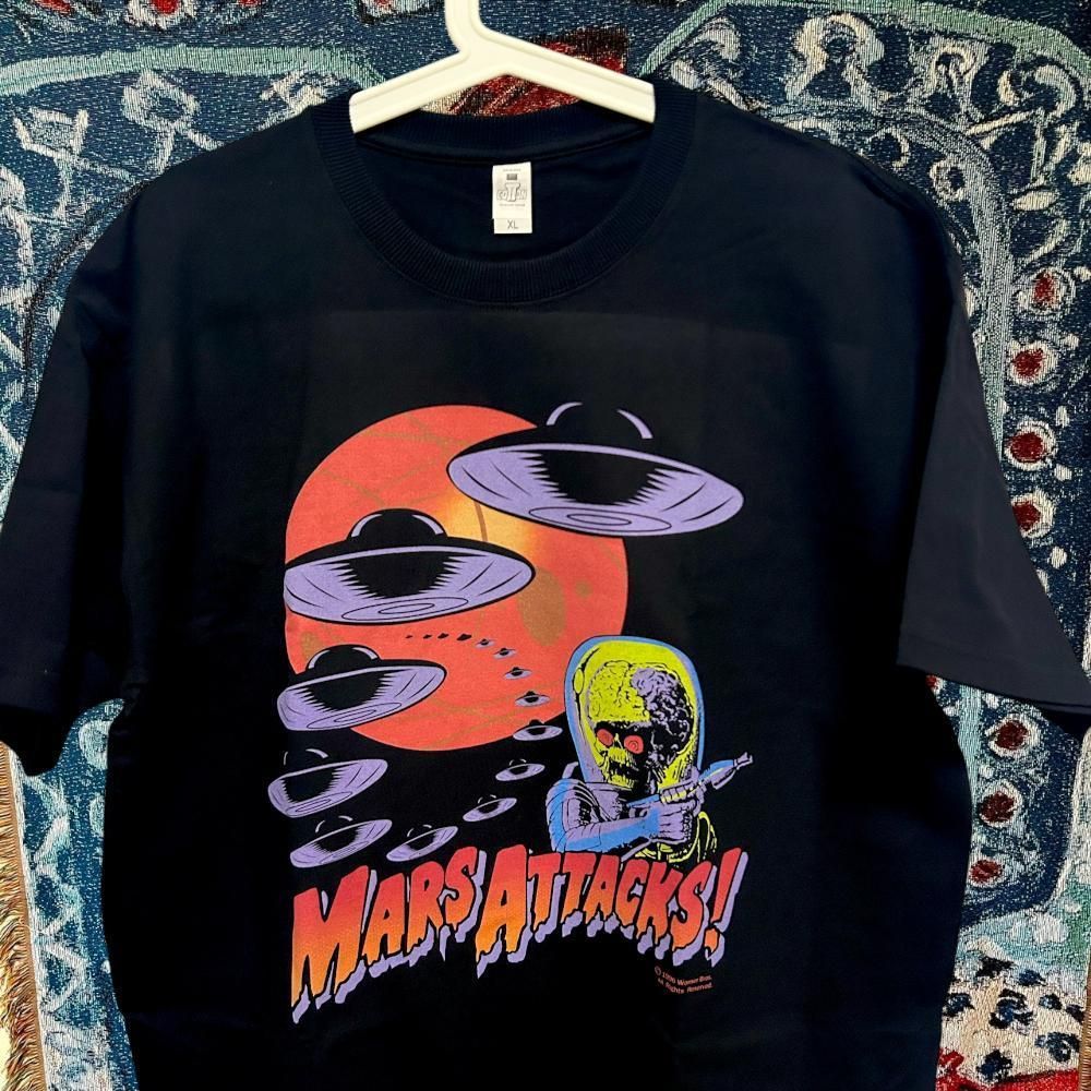 宇宙人侵略 ティーシャツ 半袖 メンズ ヴィンテージリプリント L XL 黒 