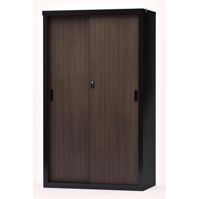 グリーンライフ GREEN LIFE 小型木目収納庫 幅89×奥行き47×高さ153cm HSM-153 BK