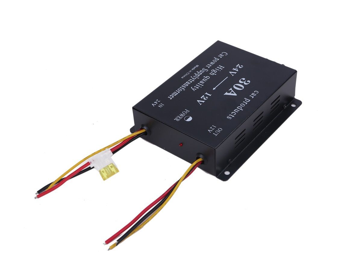 ヒューズ付 コンバーター DC デコデコ 24V→12V 変換 30A 変圧器F 24V→12V DC-DC トラック デコデコ 電圧変換器 コンバーター 30A