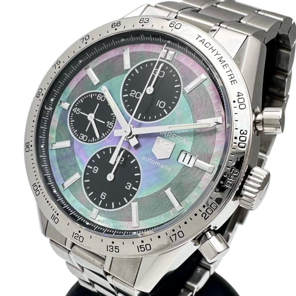 TAG HEUER|タグホイヤー カレラ クロノ CV201P 保あり 腕時計 ステンレススチール 自動巻き|オートマ ブラックシェル文字盤 メンズ 真子質店 GD
