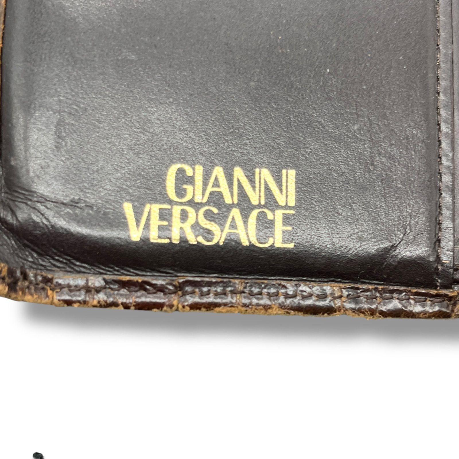 GIANNI VERSACE 折り財布　メドゥーサ 美品 Gianni Versace 二つ折り財布 クロコ型押し メデューサ 1246