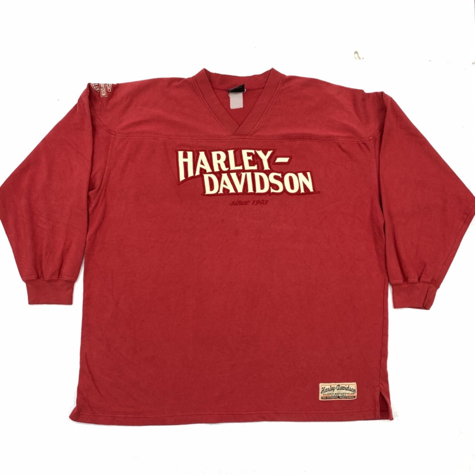物流センター HARLEY-DAVIDSON | ハーレーダビットソン スウェット ワッペンロゴ スウェットシャツ Vネック ボルドー|バーガンディー 101