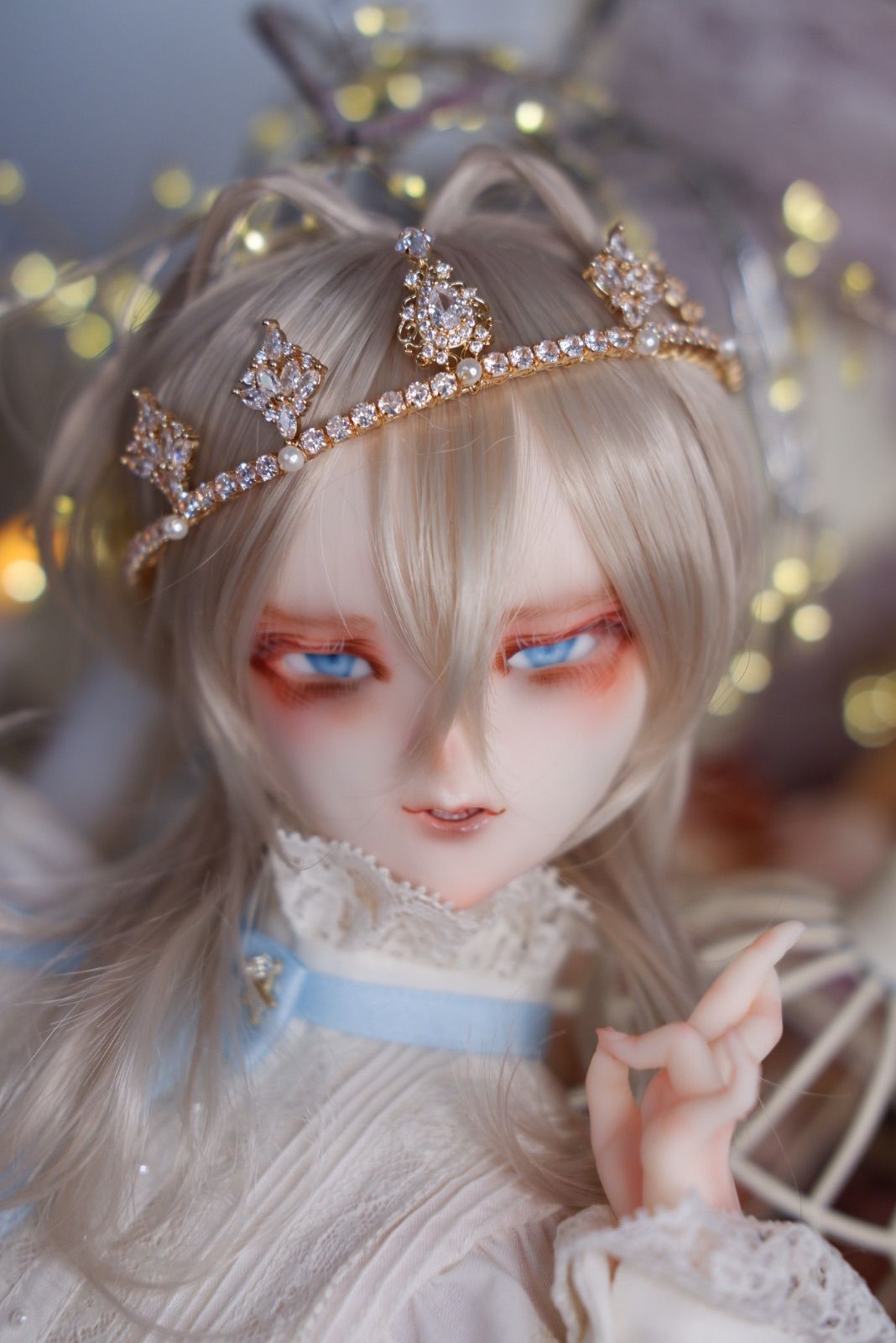 DDH-07 セミホワイト肌 カスタムヘッド＋手描きアイ＋デカールアイ＋ウィッグ ソフビ盛り