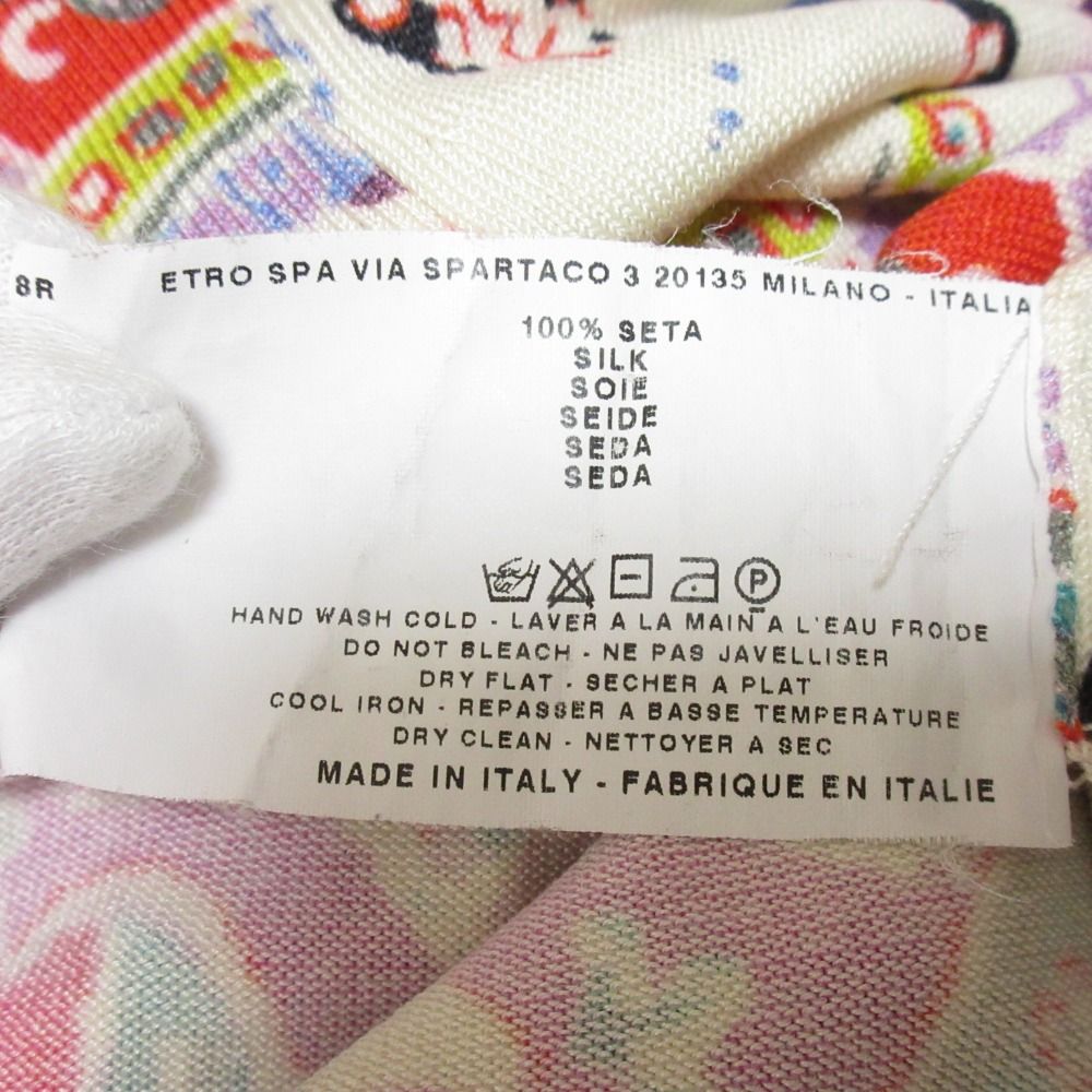 美品 ETRO エトロ ペイズリー柄 シルク100% ロゴボタン 長袖