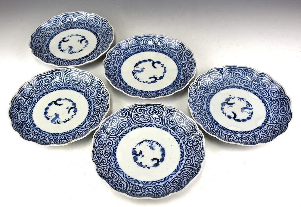 古伊万里 染付蛸唐草大皿 江戸時代中期