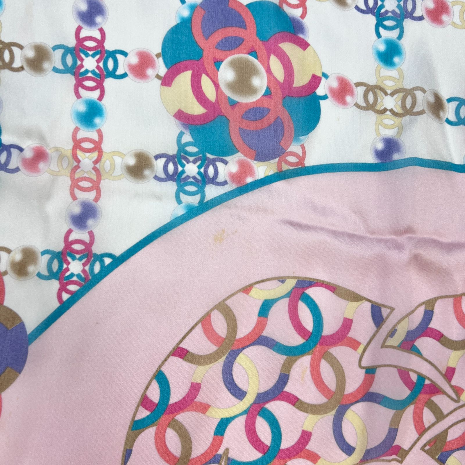 中古】CHANEL シャネル ココマーク スカーフ シルク マルチカラー  