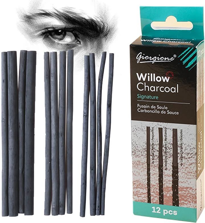 DanYun Set of 12 Charcoal Stick Drawing Charcoal Painting Sketches Charcoal Brushes to Keep Hands Clean Charcoal Art Supplies Art Supplies Drawing Tools 8mm 5mm 4mm (Charcoal)