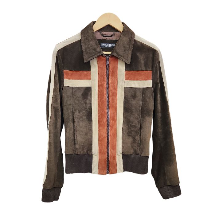 DOLCE & GABBANA グレー レザーパラシュートボンバージャケット44