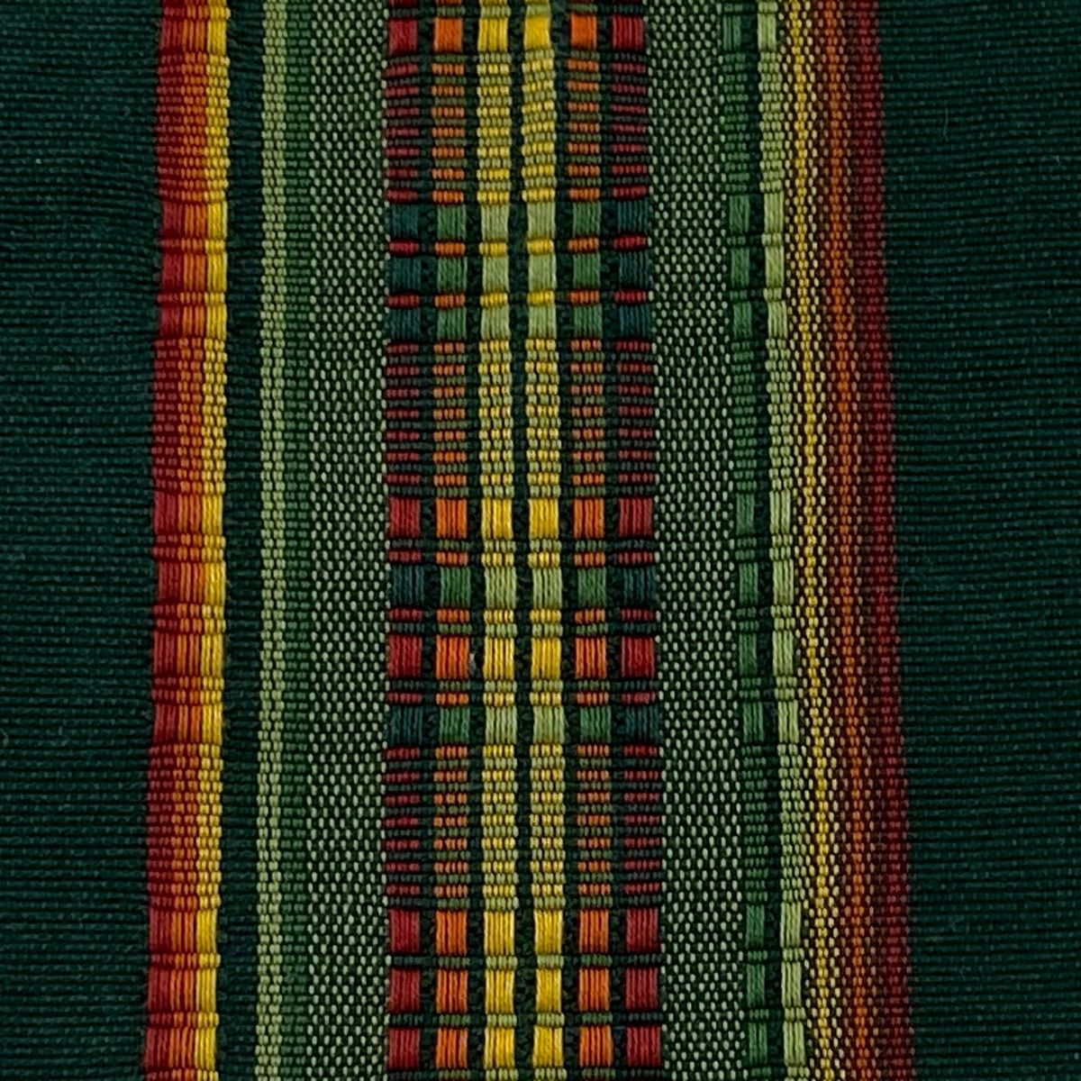 半幅帯 証紙 縞 首里道混屯織 緑 綿