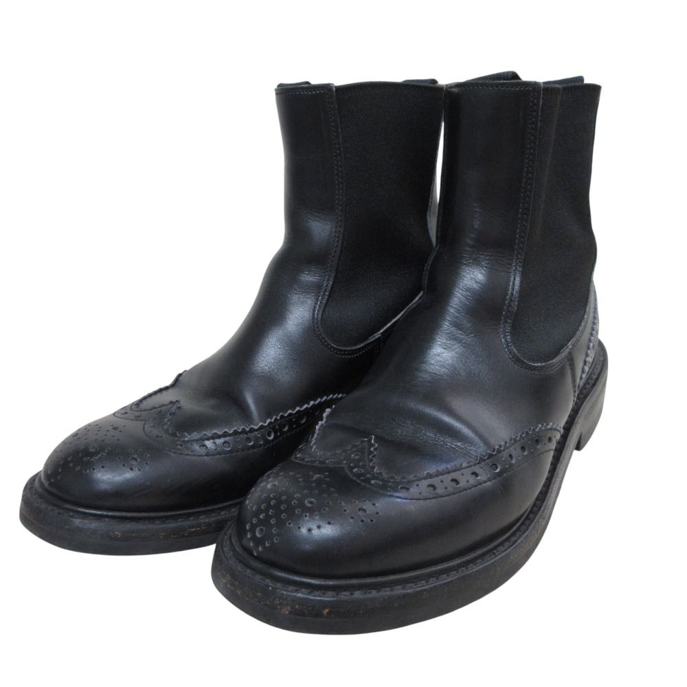 Tricker’s トリッカーズ L2754 SILVIA ウイングチップ レザー サイドゴア チェルシーブーツ UK4 22.5cm程度 ブラック レディース 古着
