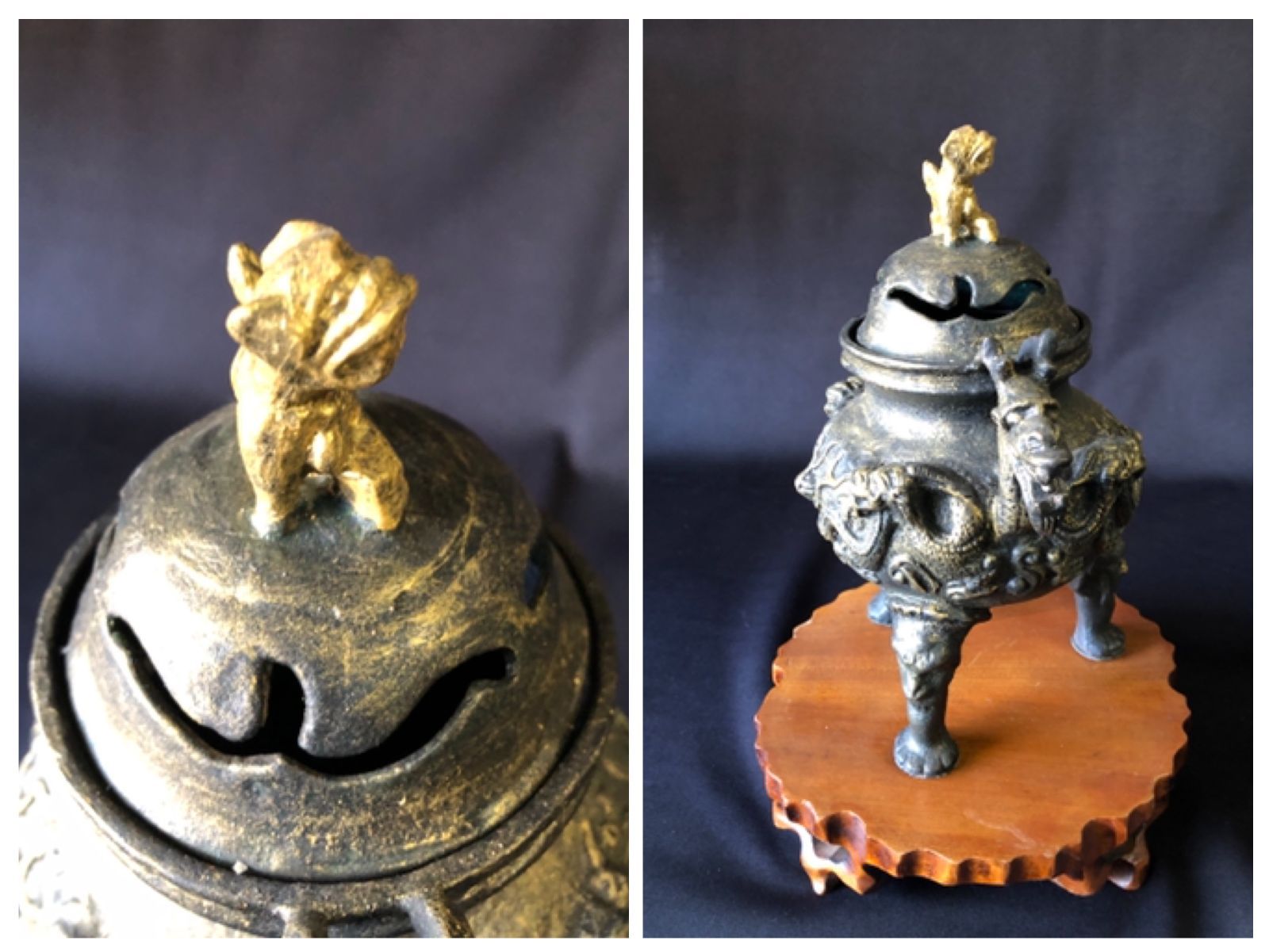 獅子 香炉 値引き交渉ok 作家物金工師高橋阿子作蝋形鋳