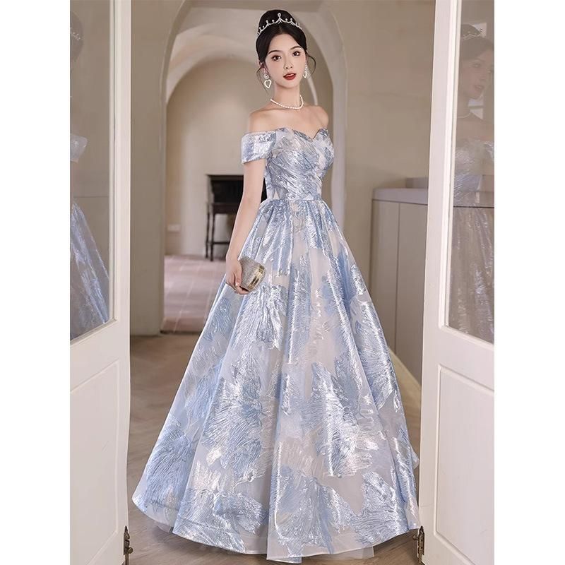 幅広い パーティードレス オフショルダー ウエディングドレス ロング丈ドレス 上品 大人 Aライン 二次会 披露宴 発表会 結婚式 演奏会 二次会 お呼WP数量 価格926