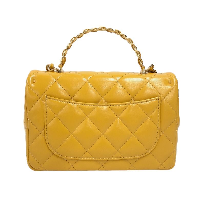 シャネル CHANEL トップ ハンドル フラップバッグ AS4023 イエロー  