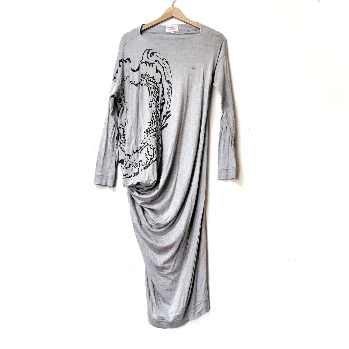 ヴィヴィアンウエストウッドレッドレーベル ワンピース サイズ2 M レディース - グレー×黒 クルーネック|長袖|ミニ