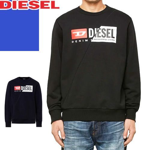 ディーゼル DIESEL トレーナー スウェット メンズ トップス 長袖 ロゴ クルーネック 丸首 ブランド 大きいサイズ おしゃれ 黒 ブラック S-GIRK-CUTY A00349 0IAJH