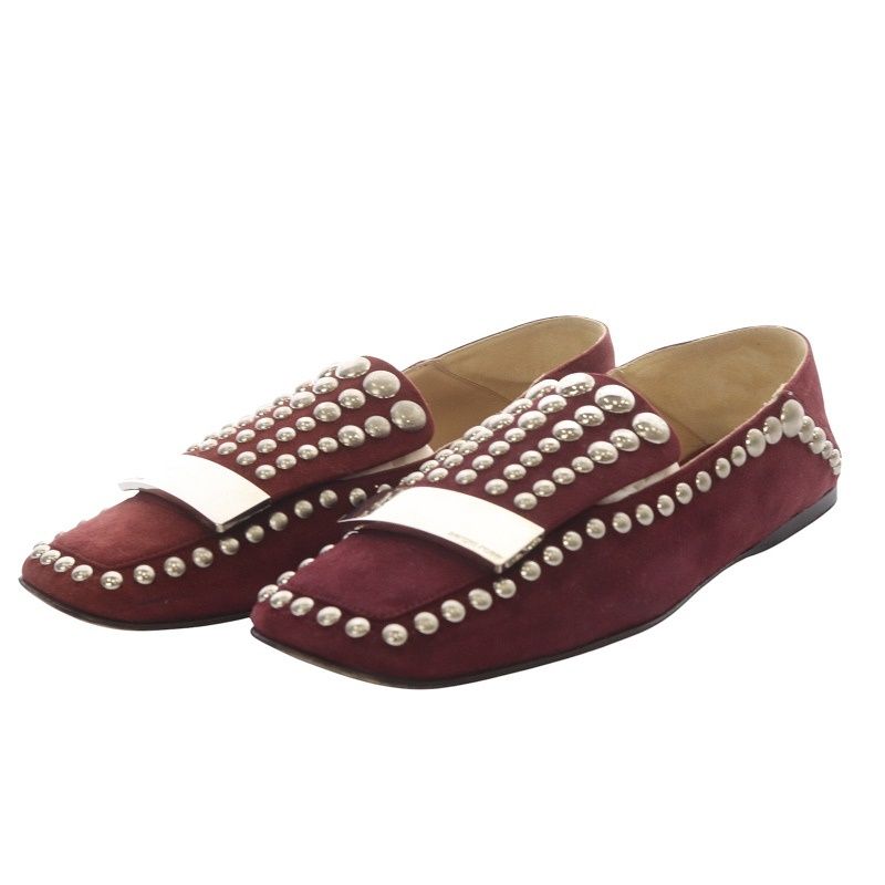 【美品】sergio rossi sr1 スエード フラットパンプス プレート セルジオロッシ Sergio rossi sr1 パンプス フラット スクエア