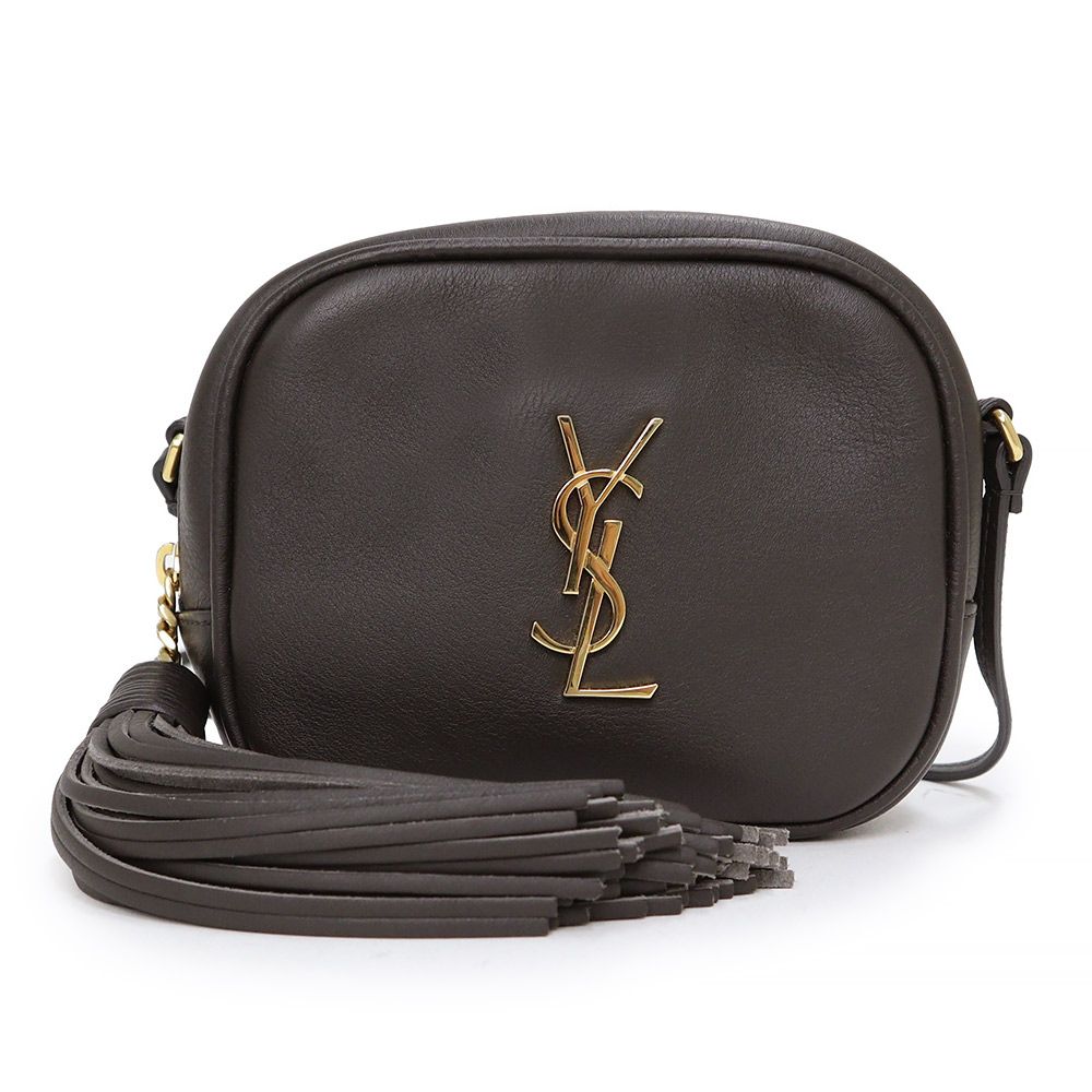 イヴ・サンローラン ブロガー ショルダーバッグ 斜め掛け カーフスキン レザー ブラウン 茶 ゴールド金具 425317 YVES SAINT LAURENT（未使用　展示品）