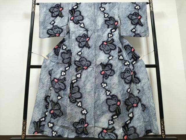 平和屋着物∴夏物 浴衣 有松鳴海絞り 舞蝶文 綿 CAAY4475ng