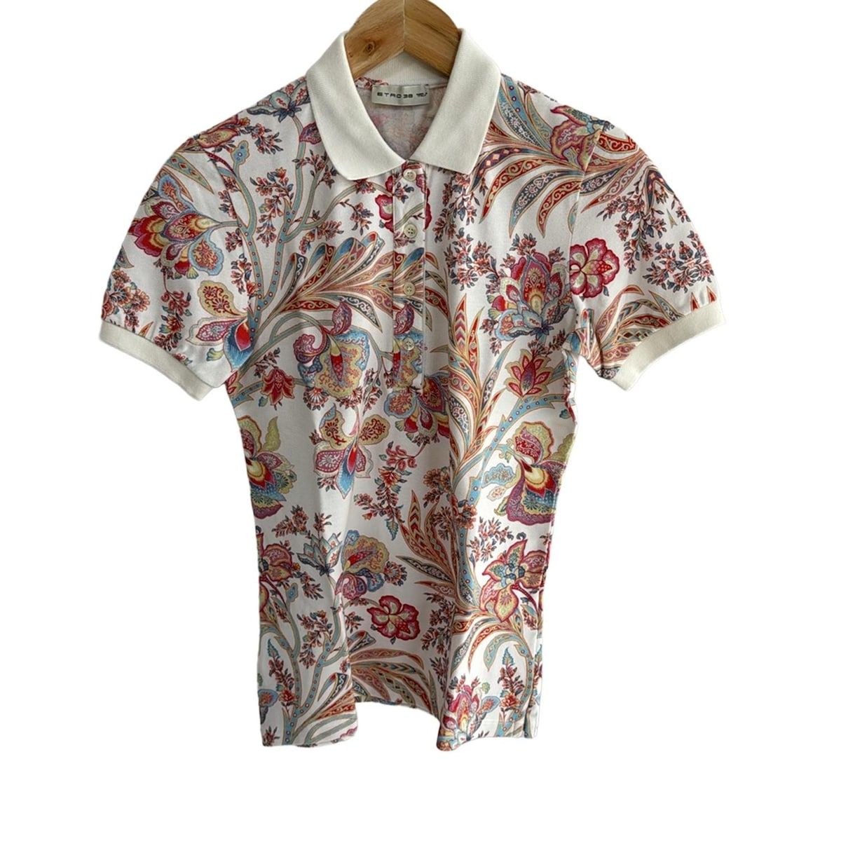 ETROペイズリー柄 半袖ポロシャツ ETRO - ETRO イタリア製 コットン ペイズリー柄 ポロシャツ M
