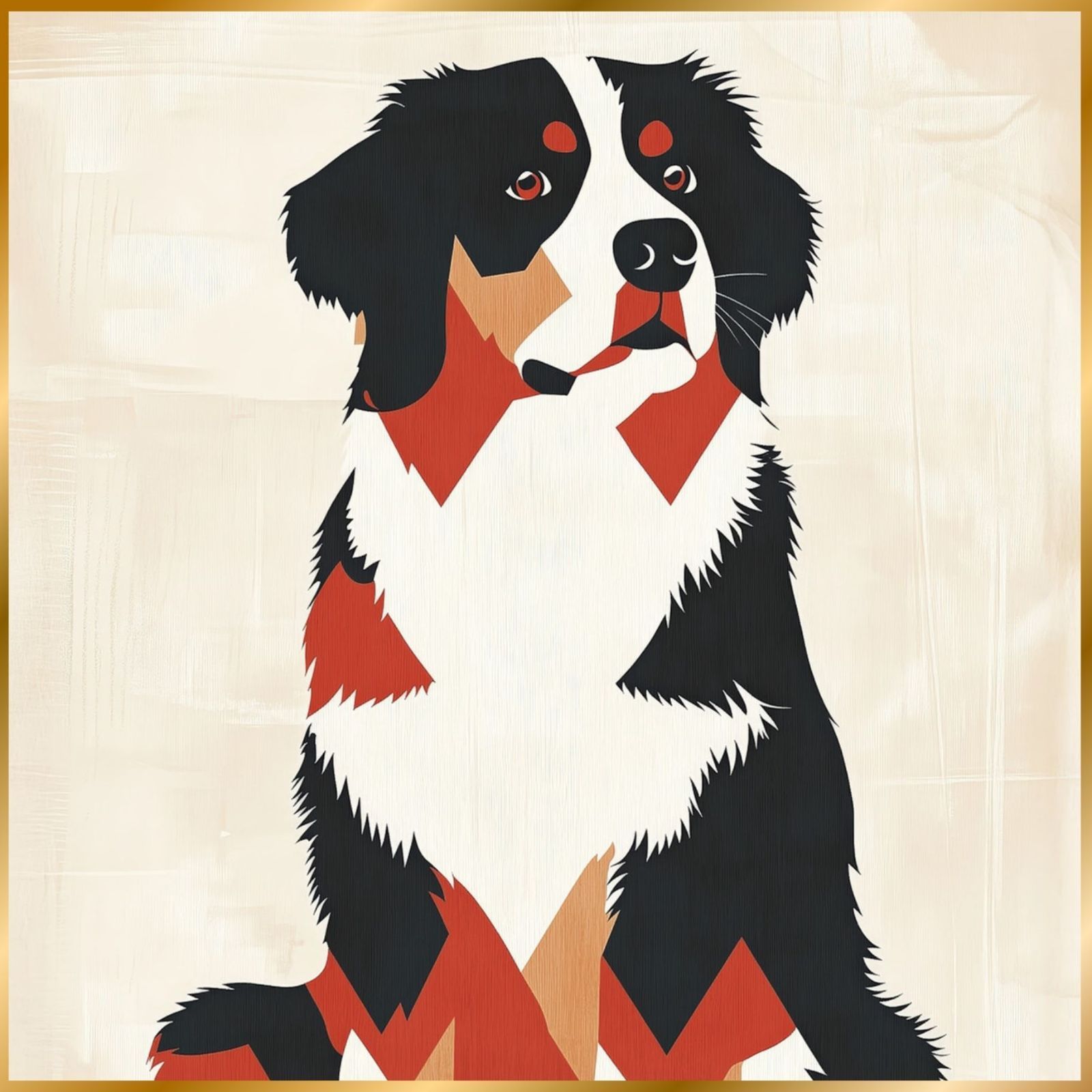 Red Passion - バーニーズマウンテン犬 No.2 ミニマリスト ミニマリズム シンプル インテリアアート ペットロス うちの子 記念日 アートポスター 犬の絵 犬のイラスト ギフト プレゼント