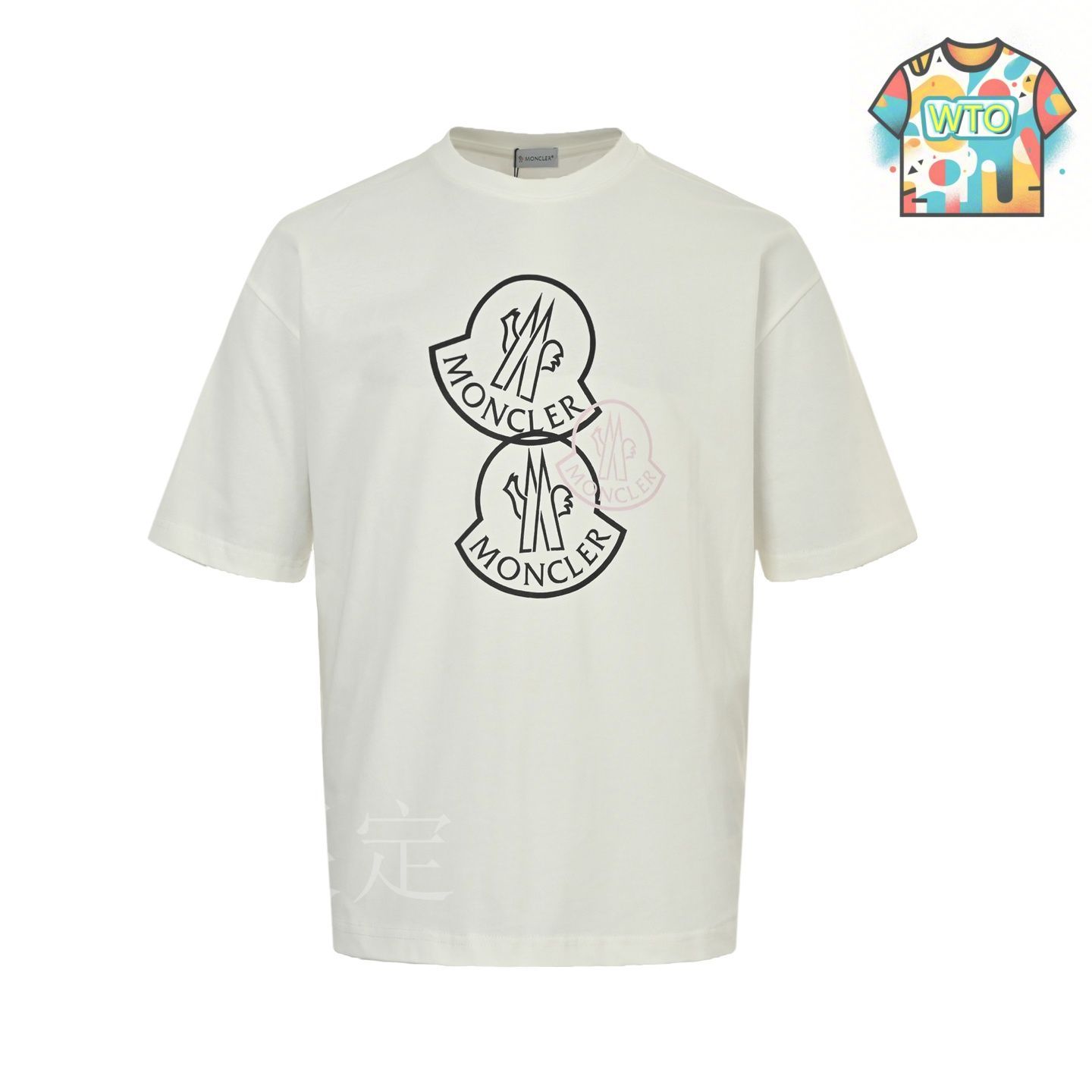 ☆美品☆MONCLER Tシャツ ロゴプリント 総柄 ビーズ Mサイズ　半袖　白 ☆美品☆MONCLER Tシャツ ロゴプリント 総柄 ビーズ Mサイズ 半袖 白