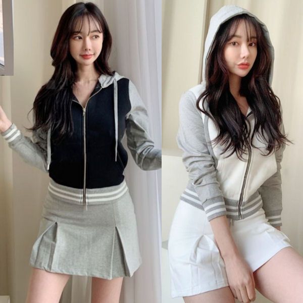 パーカー＆プリーツミニスカート上下2点セットアップ☆ゴルフ