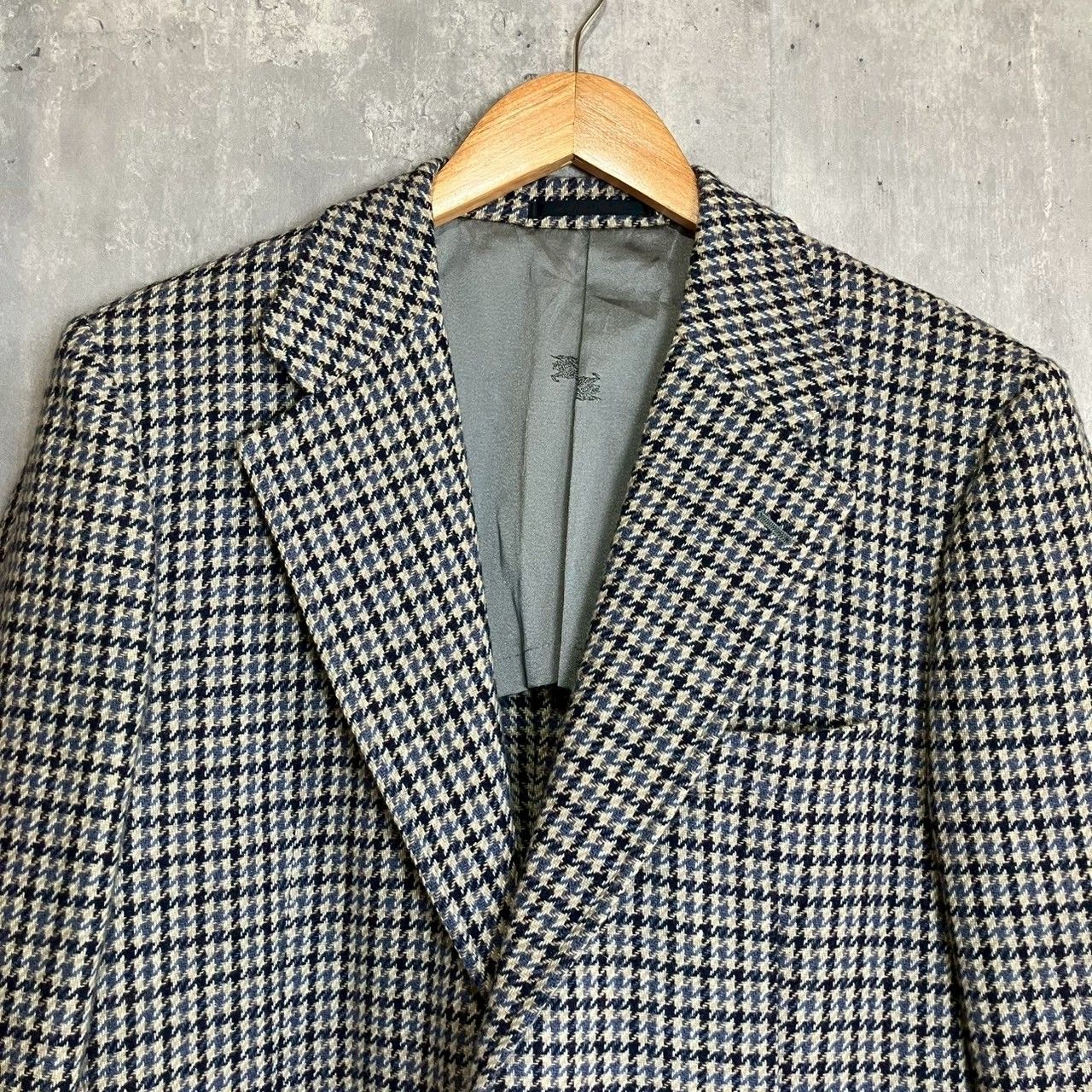 バーバリーズ バーバリー テーラードジャケット 千鳥柄 裏地ロゴホース