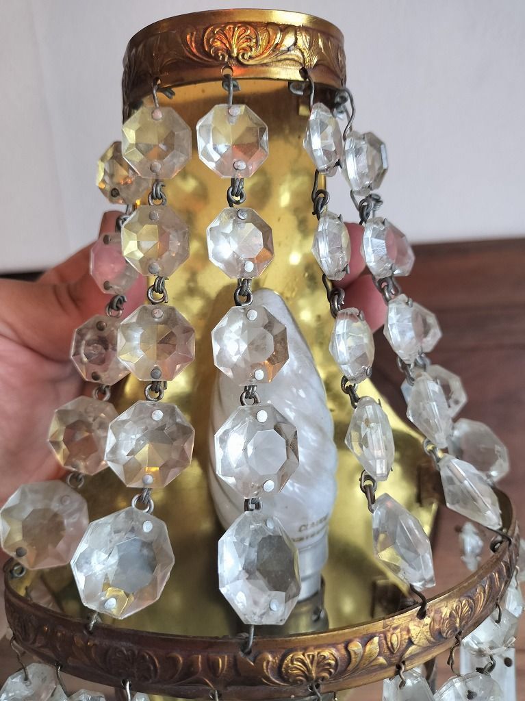 フランス アンティーク エンパイヤ 3段 ガラスドロップ ランプ 装飾 1灯 ブラケット NEXPOTALLINN_EU