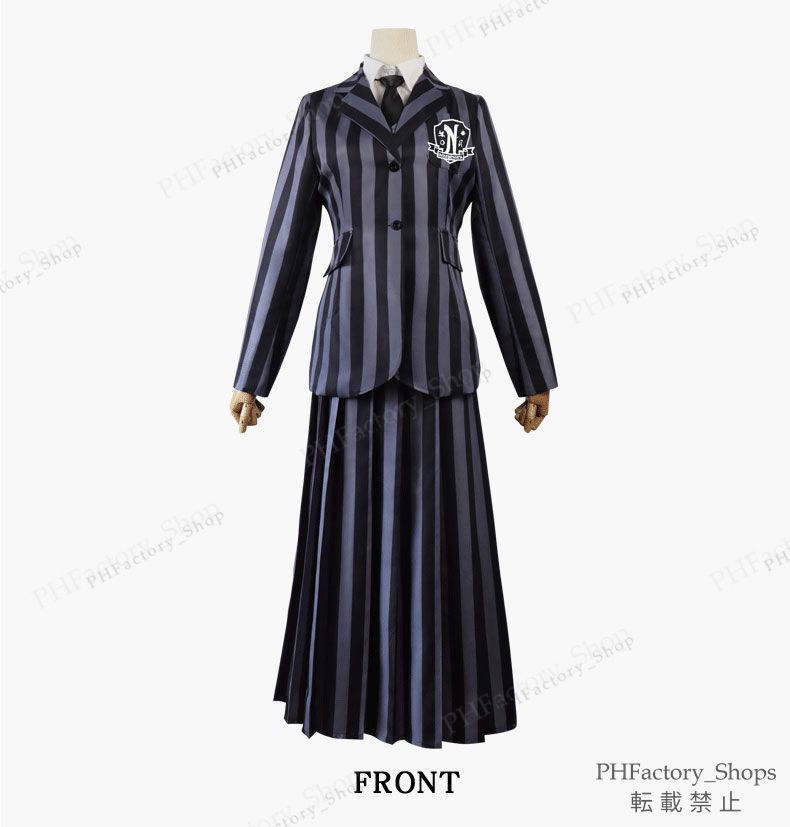 ウェンズデイ アダムス Wednesday 学生服 コスプレ衣装 ウィッグ付き ハロウィン衣装 大人 コスプレ コスチューム 撮影 お祭り プレゼント コスプレセット cosplay ハロウィン イベント