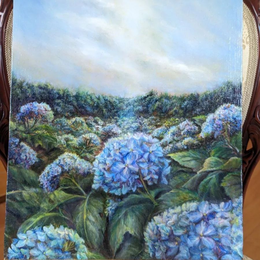 画家painterTMKの絵画「6月の光」紫陽花 油絵風景画 紫陽花絵画 画家painterTMKの絵画「6月の光」紫陽花 油絵風景画 紫陽花絵画