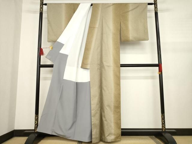 平和屋着物○本場染大島紬 変わり間道 黒地 正絹 逸品 AAAZ1796ph